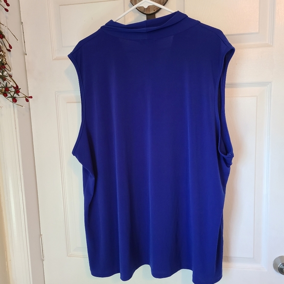 (1196) Dante Malan Woman's Sleeveless Blouse, Size: 3X Color: Blue - Picture 9 of 10